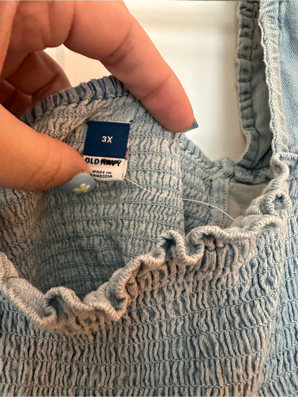 Old Navy Light Blue Ruffle Smocked Peplum Camisole - Picture 2 of 4